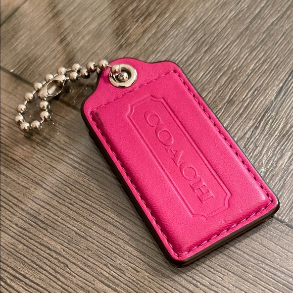 Coach Accessories - Coach Pink - Fuchsia Large Hangtag Leather Keychain